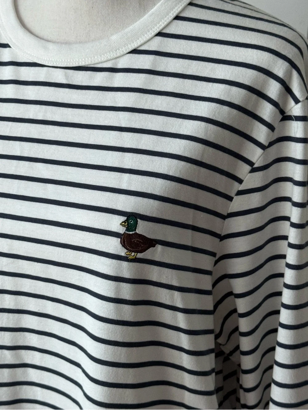 Cactus Man by Ricky Singh striped long sleeve tee L mallard duck coastal Preppy